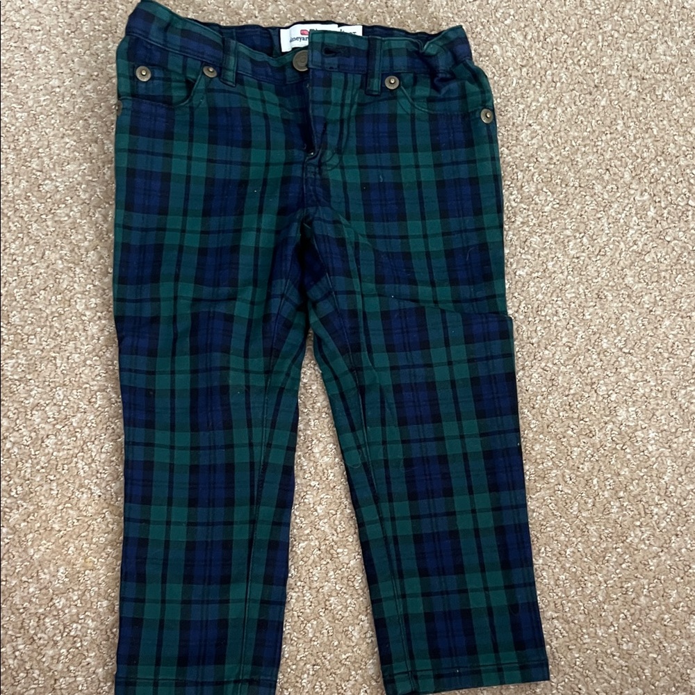 Vineyard Vines Kids Plaid Pants in Blue and Green